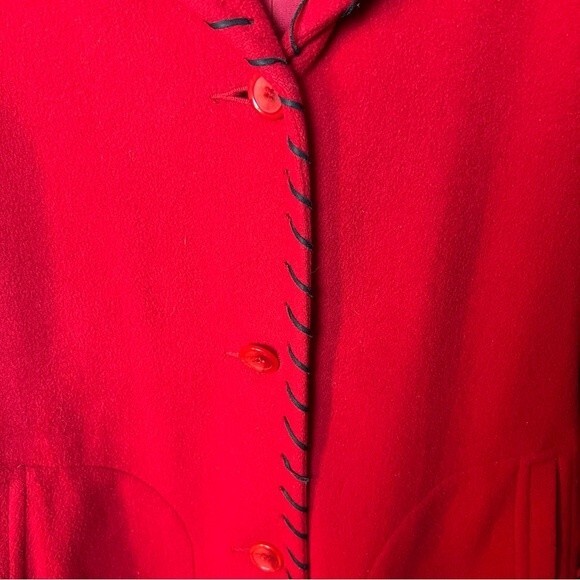 Marvin Richards Classic 100% Wool Hooded Red Coat Size S - Picture 5 of 9